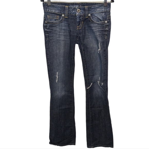 Guess Women’s Daredevil Bootcut Distressed Jeans Size 27 👖🔥 - Picture 2 of 16